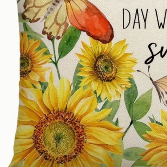 NEW START THE DAY WITH A SMILE SUNFLOWERS/FLORAL ALL SEASONS LINEN PILLOW COVER - Picture 6 of 6